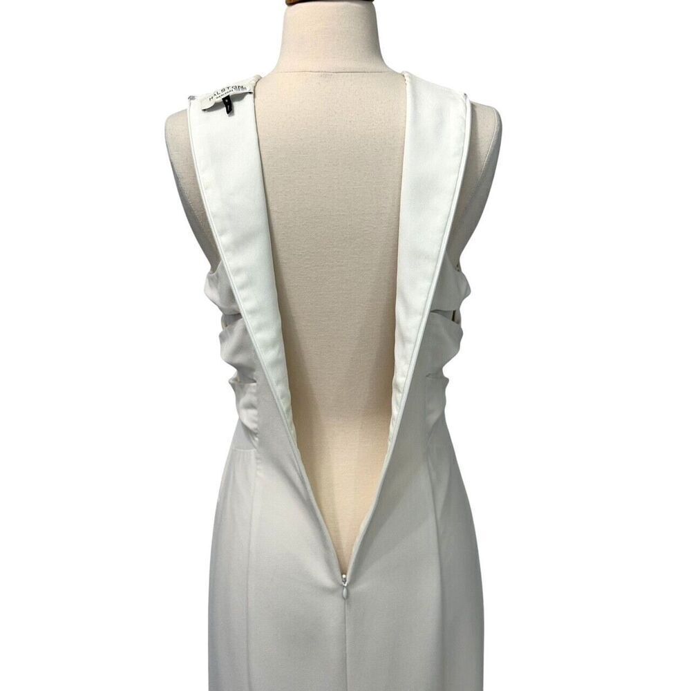 Halston Heritage Ivory Twist Flounce Hem Dress Sleeveless Size 6 Wedding Evening - Picture 9 of 16